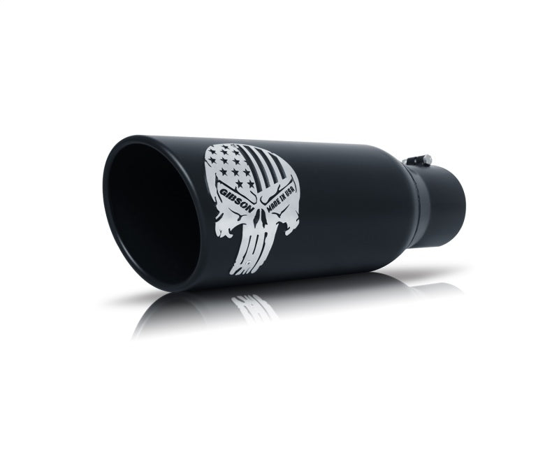 Gibson Patriot Skull Rolled Edge Angle-Cut Tip - 5in OD/2.75-3in Inlet/12in Length - Black Ceramic-thumbmail-1
