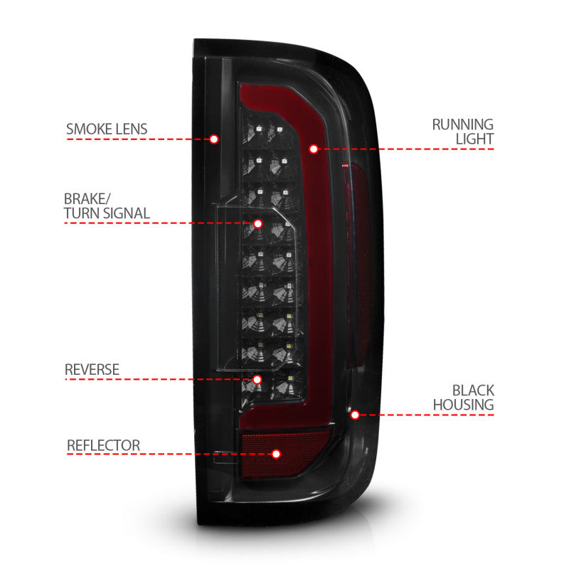 ANZO 15-21 Chevrolet Colorado Full LED Tail Lights w/ Red Lightbar Black Housing Smoke Lens-thumbmail-3