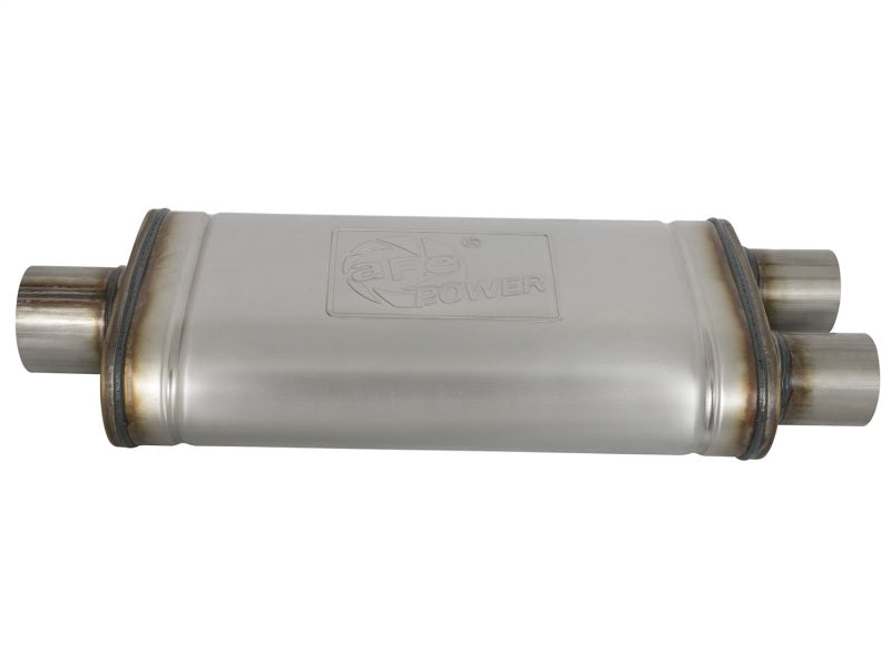 aFe MACHForce XP SS Muffler 3in Center Inlet / 2.5in Dual Outlets 18in L x 9in W x4in H Body-thumbmail-2