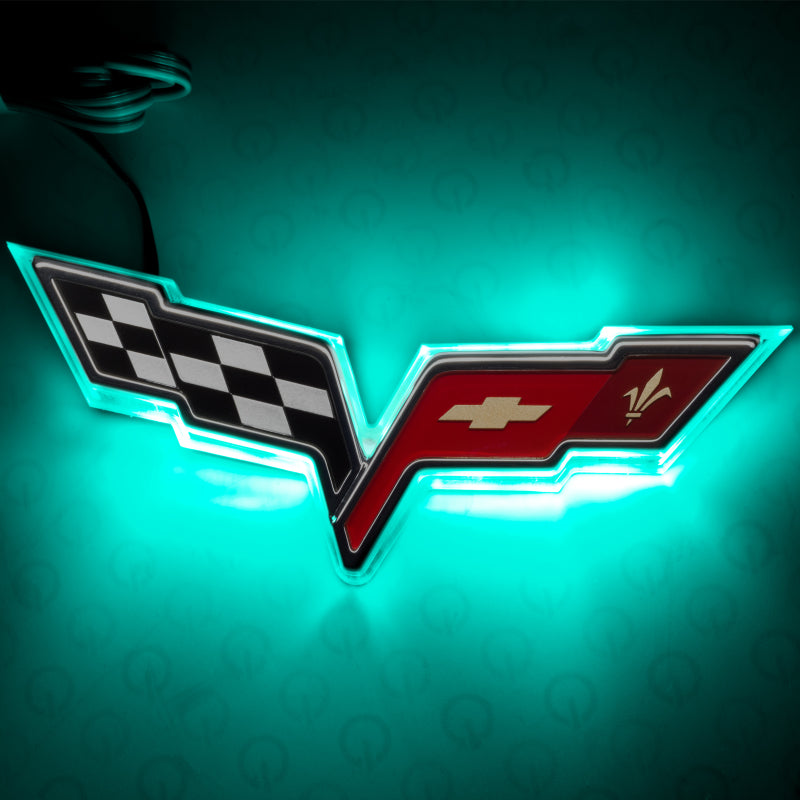 Oracle Chevrolet Corvette C6 Illuminated Emblem - Dual Intensity - Aqua-thumbmail-4