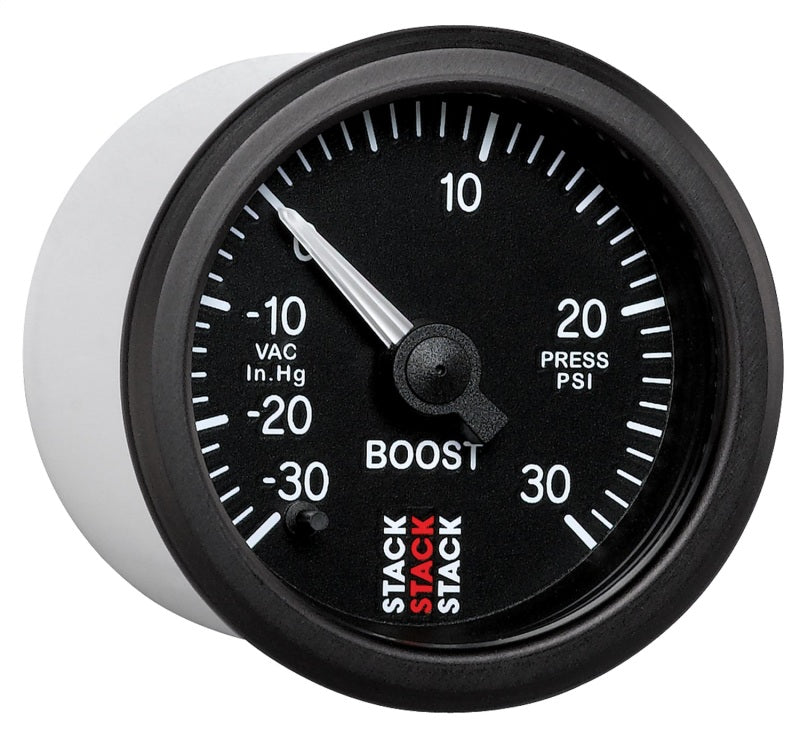 Autometer Stack 52mm -30INHG to +30 PSI (Incl T-Fitting) Pro Stepper Motor Boost Press Gauge - Black-thumbmail-2