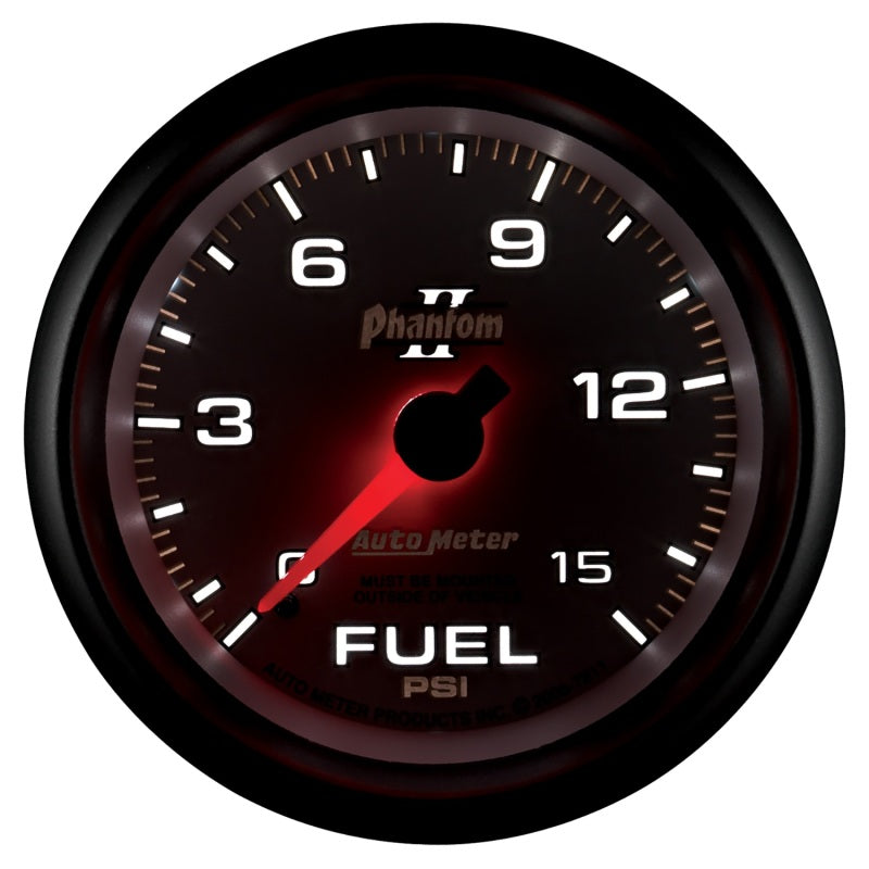 Autometer Phantom II 2-5/8in 0-15PSI Mechanical Fuel Pressure Gauge-thumbmail-2