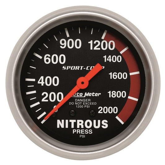 Autometer 2-5/8in 0-2000 PSI Mechanical Nitrous Pressure Sport-Comp Gauge