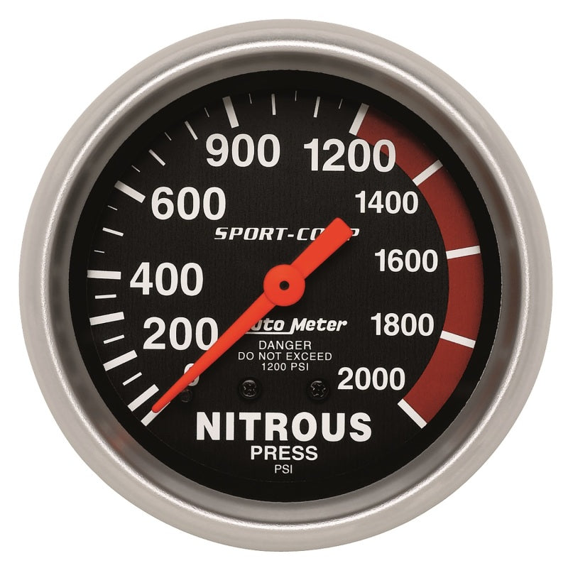 Autometer 2-5/8in 0-2000 PSI Mechanical Nitrous Pressure Sport-Comp Gauge-thumbmail-1
