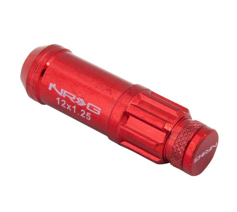 NRG 700 Series M12 X 1.25 Steel Lug Nut w/Dust Cap Cover Set 21 Pc w/Locks & Lock Socket - Red-thumbmail-2