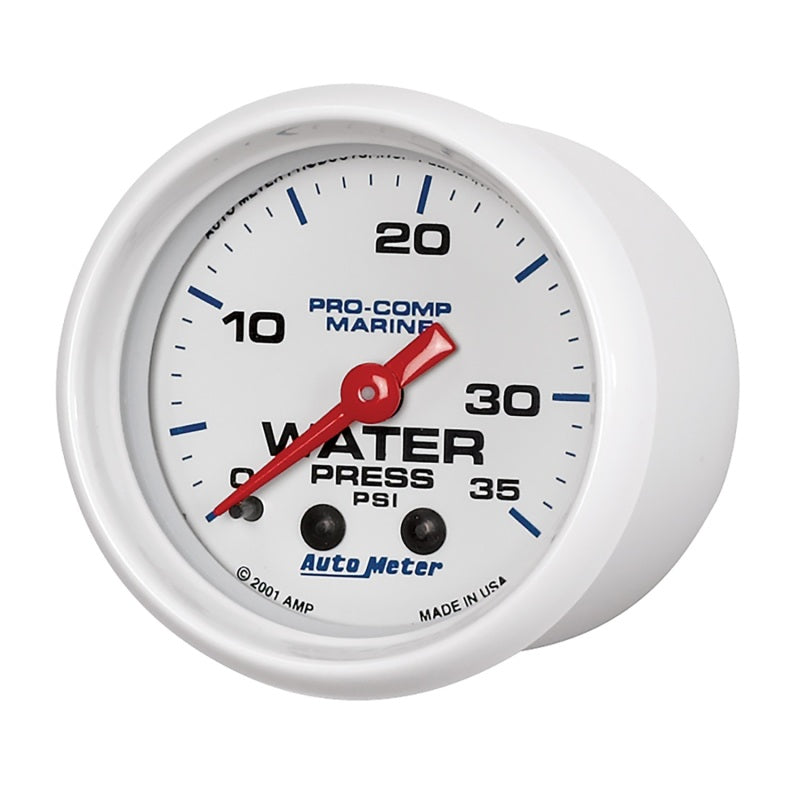 Autometer Marine White 2-1/16in 35 PSI Mechanical Water Pressure Gauge-thumbmail-2