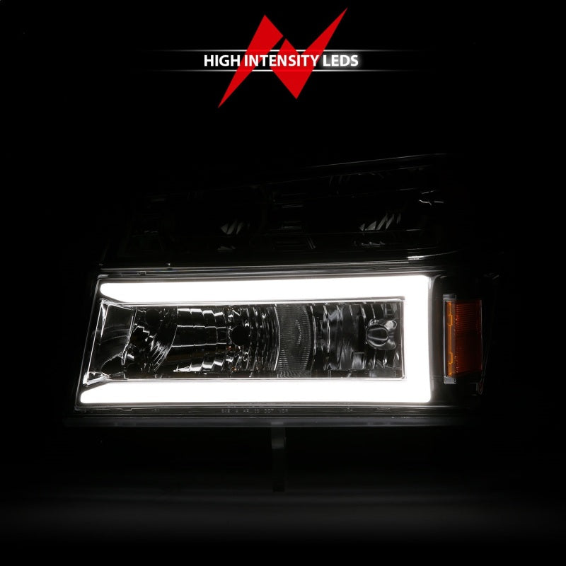 ANZO 04-12 GM Colorado/Canyon/I-Series Crystal Headlights - w/ Light Bar Chrome Housing 4pcs-thumbmail-5