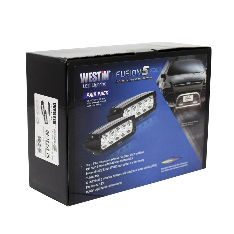 Westin Fusion5 LED Light Bar Single Row 5.5 inch Flex w/3W Epistar (Set of 2) - Black-thumbmail-3