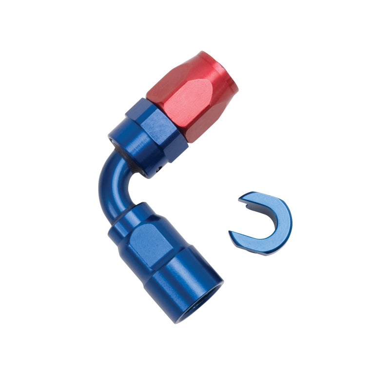Russell Performance 5/16in SAE Quick Disc Female to -6 Hose Red/Blue 90 Degree Hose End-thumbmail-1