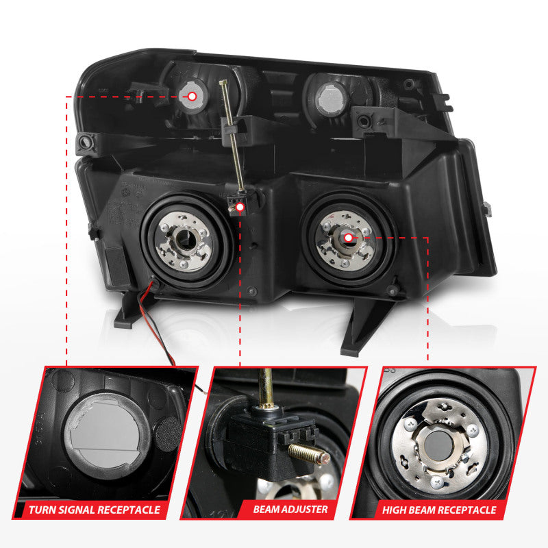 ANZO 04-12 GM Colorado/Canyon/I-Series Crystal Headlights - w/ Light Bar Black Housing 4pcs-thumbmail-4
