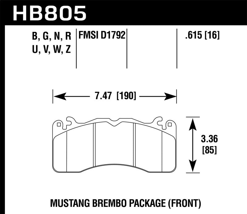 Hawk 15-17 Ford Mustang Brembo Package DTC-70 Front Brake Pads-thumbmail-1