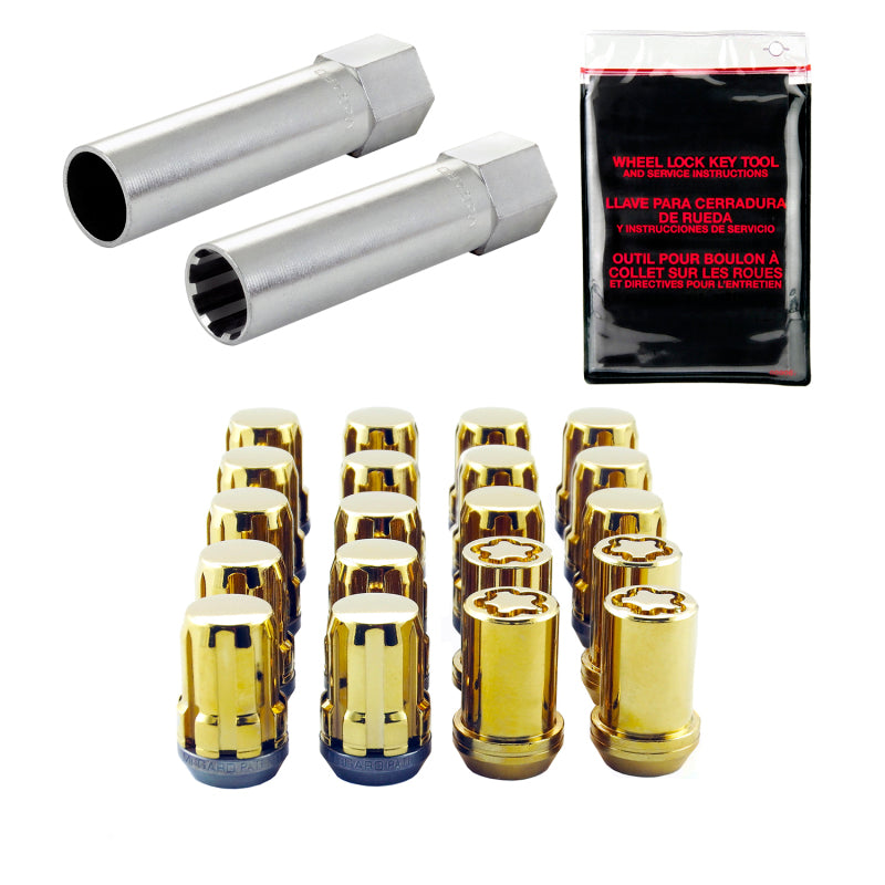 McGard SplineDrive Tuner 5 Lug Install Kit w/Locks & Tool (Cone) M12X1.5 / 13/16 Hex - Gold-thumbmail-2
