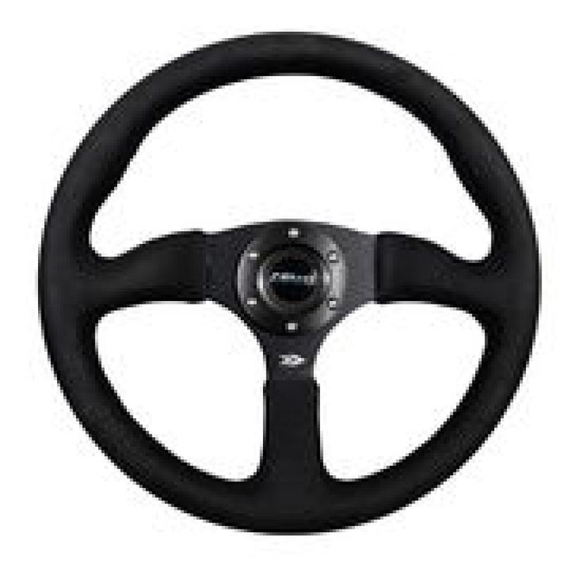 NRG Reinforced Steering Wheel (350mm / 2.5in. Deep)Blk Alcantara Comfort Grip w/4mm Matte Blk Spokes-thumbmail-1