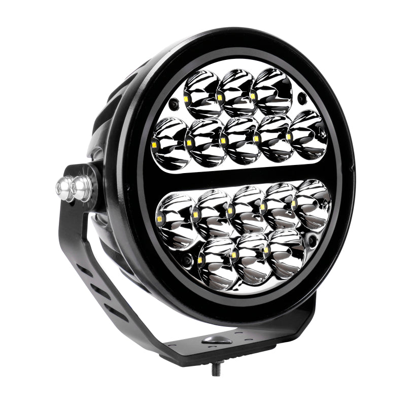 Go Rhino Xplor Blackout Series Round LED Driving Light w/DRL (Surface/Threaded Stud Mnt) 7in. - Blk-thumbmail-6