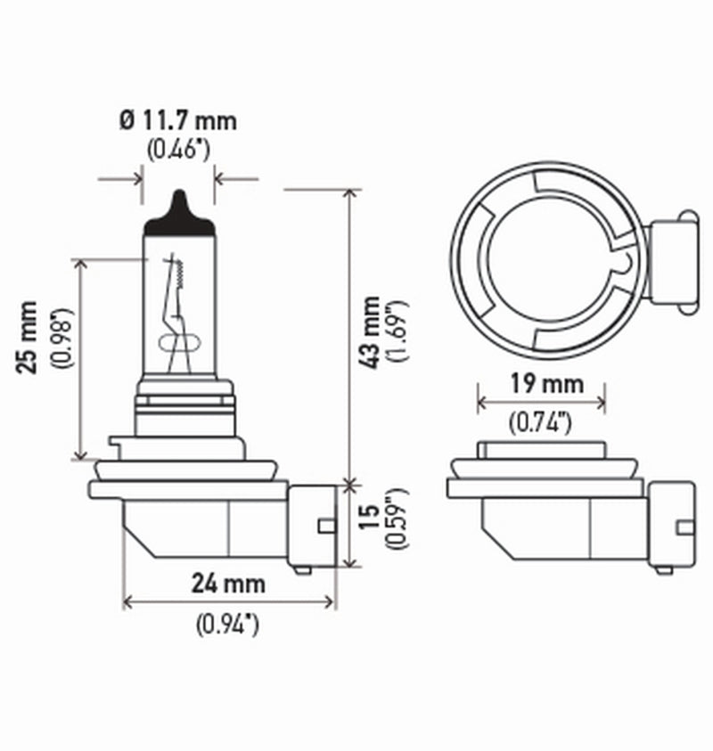 Hella H11 12V 55W PGJ19-2 T4 +50 Performance Halogen Bulb - Pair-thumbmail-4