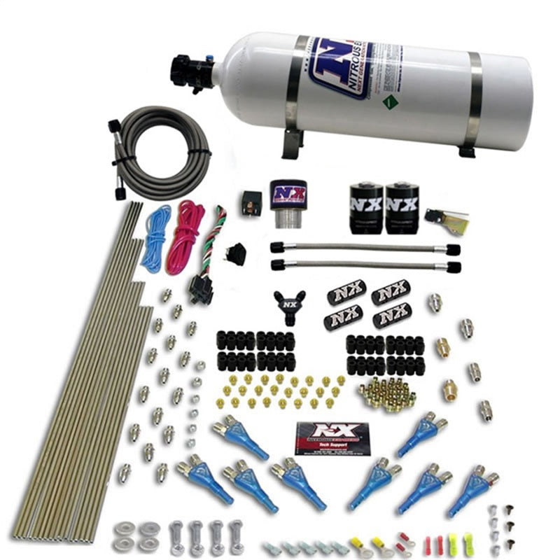 Nitrous Express Pro-Shk/Gas (200-600HP) 2 Fuel 1 Supershark Solenoid Nitrous Kit w/15lb Bottle-thumbmail-1
