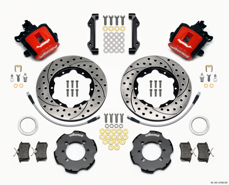 Wilwood Combination Parking Brake Rear Kit 11.00in Drilled Red 2012 Fiat 500 w/ Lines-thumbmail-1