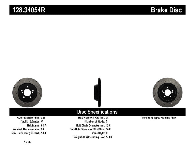 StopTech 01-07 BMW M3 (E46) / 00-04 M5 (E39) Drilled Right Rear Rotor-thumbmail-1