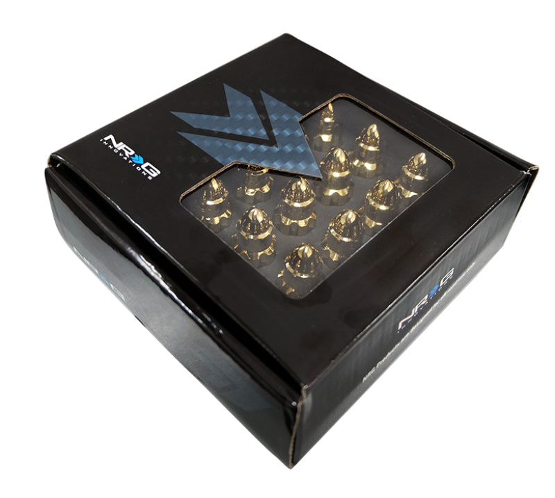 NRG 500 Series M12 X 1.5 Bullet Shape Steel Lug Nut Set - 21 Pc w/Lock Key - Chrome Gold-thumbmail-3