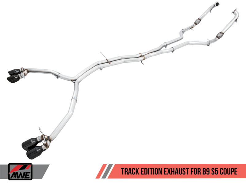 AWE Tuning Audi B9 S5 Coupe 3.0T Track Edition Exhaust - Diamond Black Tips (102mm)-thumbmail-1