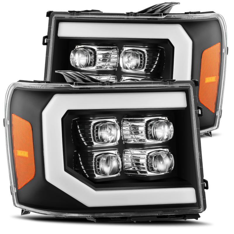 AlphaRex 07-13 GMC 1500HD NOVA LED Proj Headlights Plank Style Chrome w/Activ Light/Seq Signal/DRL-thumbmail-1