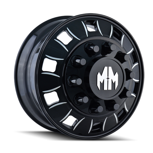 Mayhem 8180 BigRig 22x8.25 / 10x285.75 BP / 169mm Offset / 220.1mm Hub Front Blk/Milled Spokes Wheel
