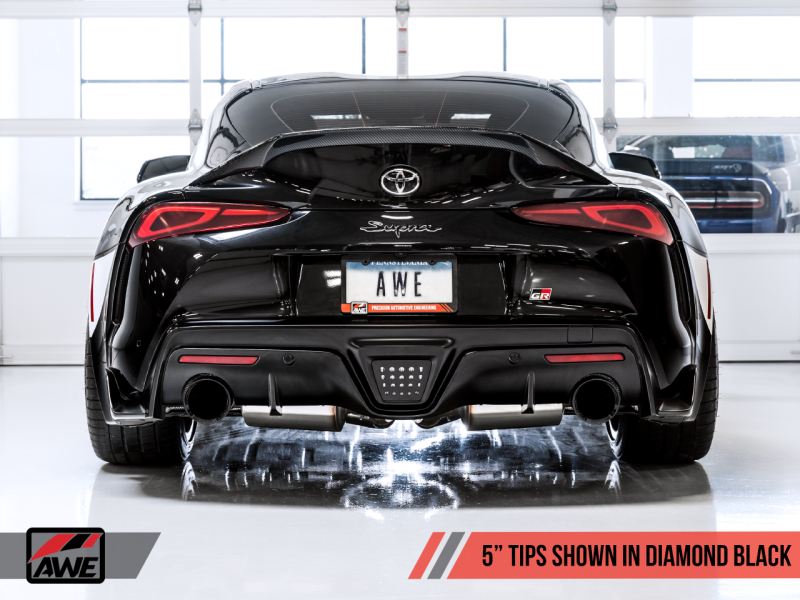 AWE 2020 Toyota Supra A90 Resonated Touring Edition Exhaust - 5in Diamond Black Tips-thumbmail-4