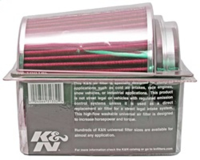 K&N Universal Air Filter Chrome Round Tapered Red - 4in Flange ID x 1.125in Flange Length x 5.5in H-thumbmail-9
