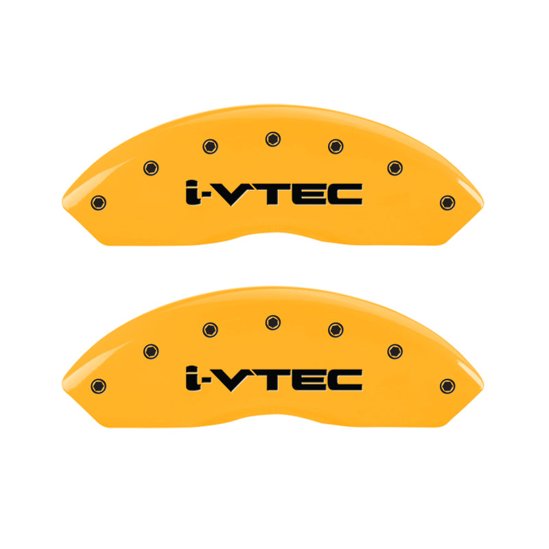 MGP 4 Caliper Covers Engraved Front & Rear I-Vtec Yellow Finish Black Char 2007 Honda Accord-thumbmail-2