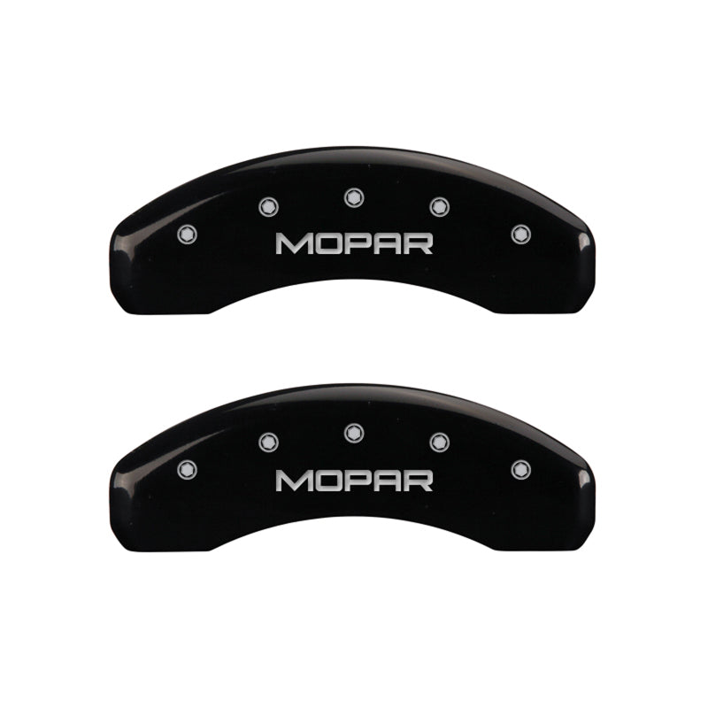 MGP 4 Caliper Covers Engraved Front & Rear MOPAR Black finish silver ch-thumbmail-5