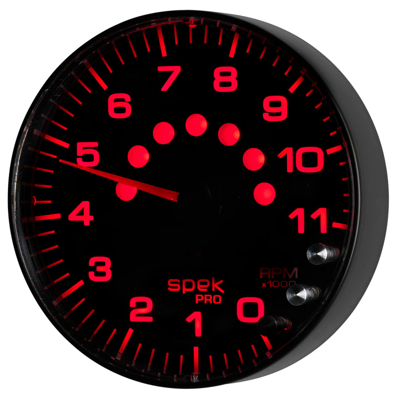 Autometer Spek-Pro Gauge Tachometer 5in 11K Rpm W/Shift Light & Peak Mem Black/Black-thumbmail-3