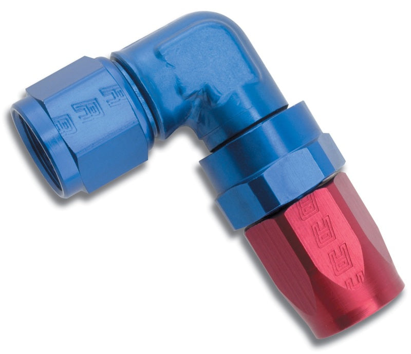 Russell Performance -8 AN Red/Blue 90 Degree Forged Aluminum Swivel Hose End-thumbmail-3
