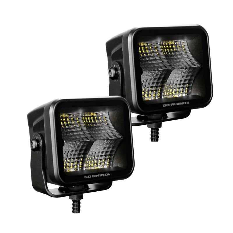 Go Rhino Xplor Blackout Series Cube LED Flood Light Kit (Surface/Threaded Stud Mnt) 2x2 - Blk (Pair)-thumbmail-6