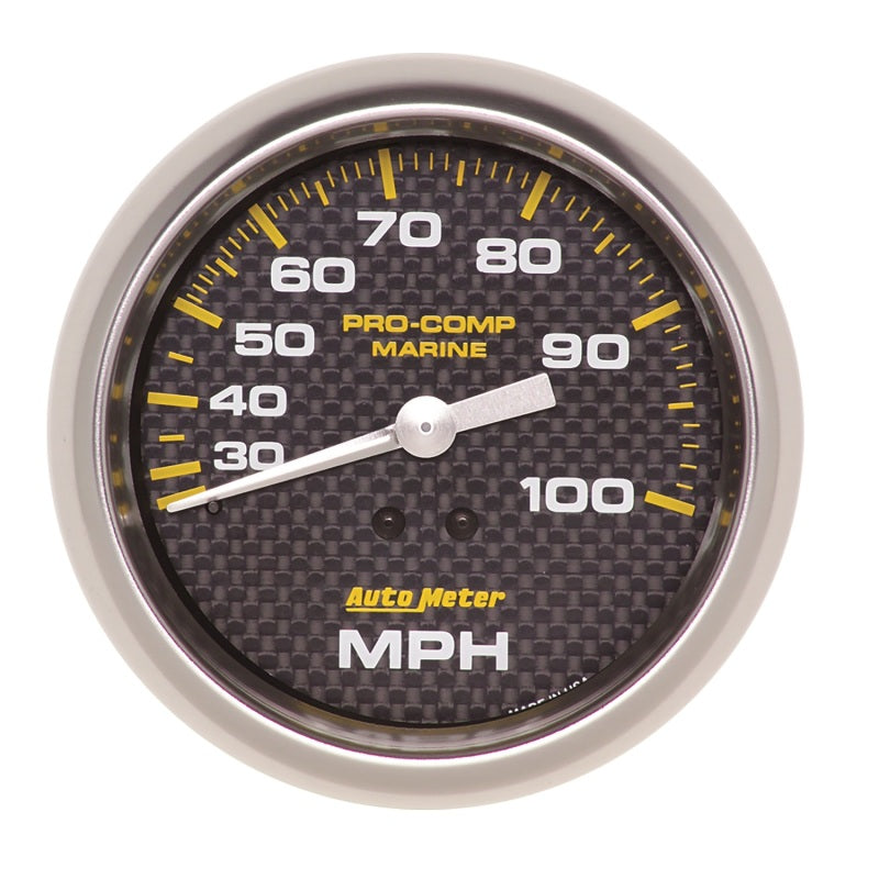 Autometer Marine Carbon Fiber 3-3/8in 100 MPH Mechanical Speedometer Gauge-thumbmail-1
