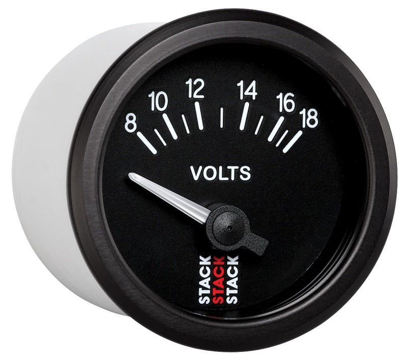 Autometer Stack Instruments 52mm 8-18V Electric Battery Voltage Gauge - Black-thumbmail-2
