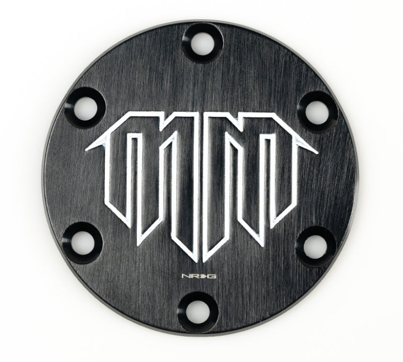 NRG Mad Mike Logo Engraved Horn Delete- Black-thumbmail-1