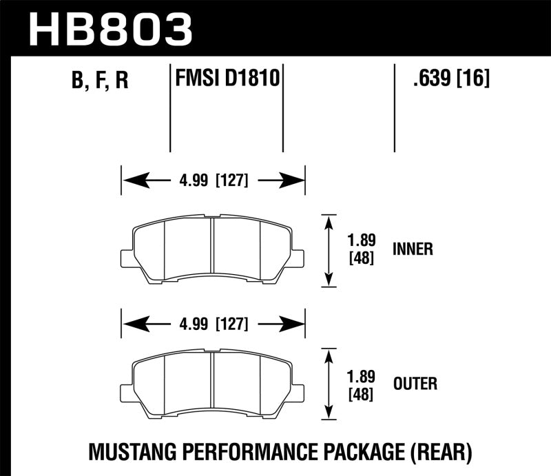 Hawk 16-17 Ford Mustang Brembo Package HPS Rear Brake Pads-thumbmail-1