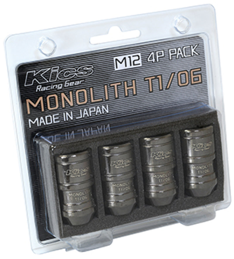 Project Kics 12 x 1.5 Glorious Black T1/06 Monolith Lug Nuts - 4 Pcs-thumbmail-1