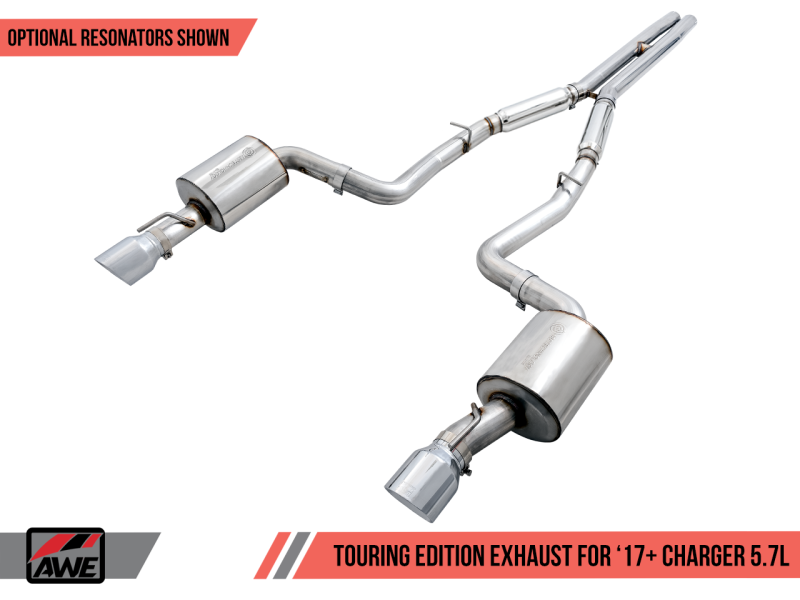 AWE Tuning 2017+ Dodge Charger 5.7L Touring Edition Exhaust - Non-Resonated - Chrome Silver Tips-thumbmail-2