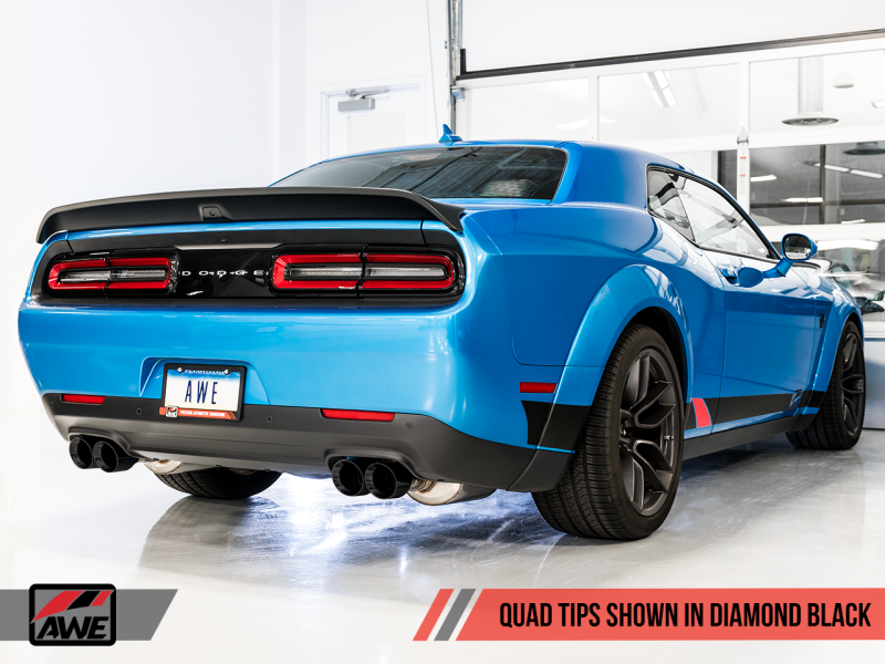 AWE Tuning 2015+ Dodge Challenger 6.4L/6.2L Non-Resonated Touring Edition Exhaust - Quad Black Tips-thumbmail-2