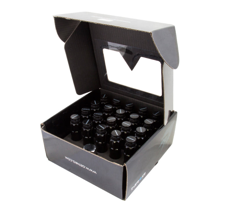 NRG 700 Series M12 X 1.5 Steel Lug Nut w/Dust Cap Cover Set 21 Pc w/Locks & Lock Socket - Black-thumbmail-2