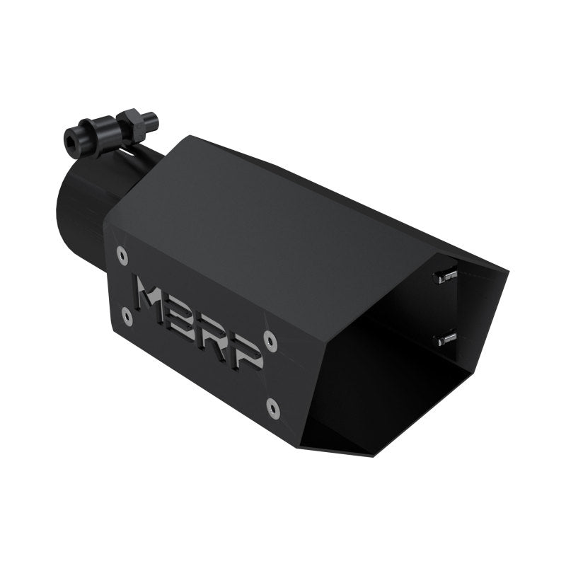 MBRP Universal 4in Hex Tip 2.5in Inlet 10in Length w/ Logo - Black Coated-thumbmail-1