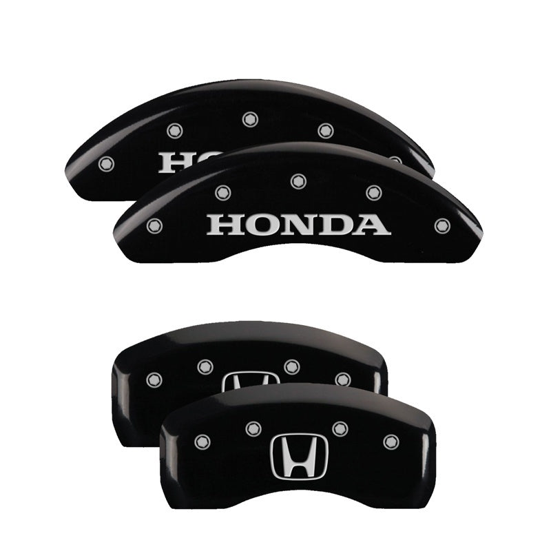 MGP 4 Caliper Covers Engraved Front Honda Rear H Logo Black Finish Silver Char 2018 Honda Accord-thumbmail-1