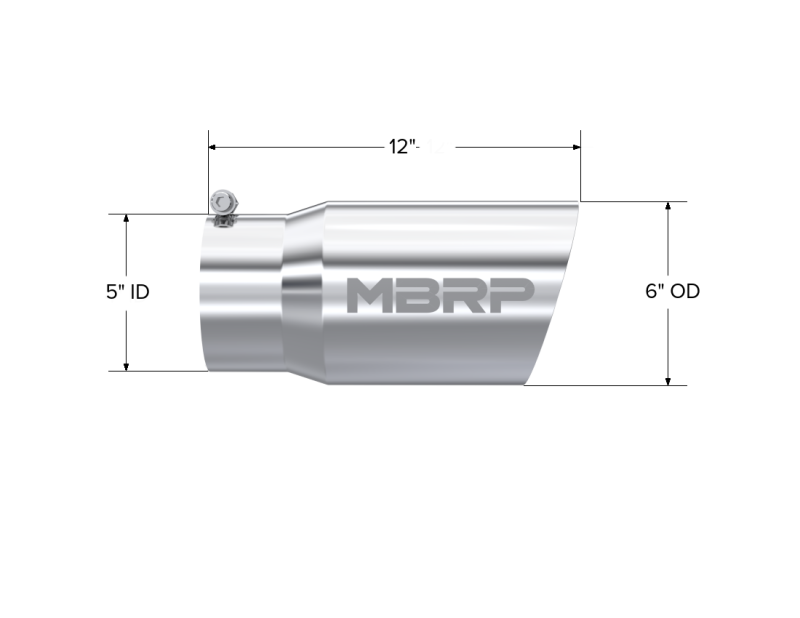 MBRP Universal Tip 6 O.D. Dual Wall Angled 5 inlet 12 length-thumbmail-3