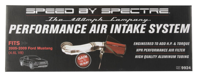 Spectre 05-09 Ford Mustang GT V8-4.6L F/I Air Intake Kit - Polished w/Red Filter-thumbmail-3