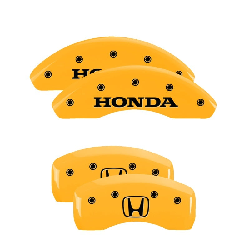 MGP 4 Caliper Covers Engraved Front & Rear I-Vtec Yellow Finish Black Char 2007 Honda Accord-thumbmail-3