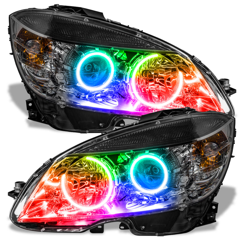 Oracle 08-11 Mercedes Benz C-Class Pre-Assem. Headlights Chrome Housing- ColorSHIFT w/2.0 Controller-thumbmail-4
