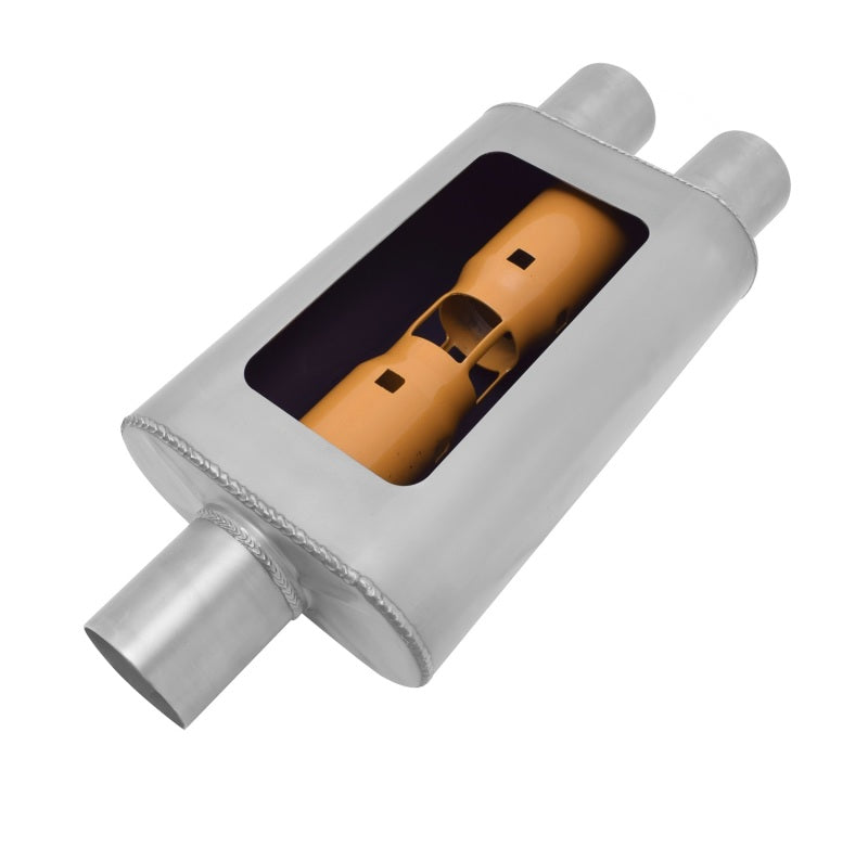 Gibson MWA Superflow Center/Dual Oval Muffler - 4x9x14in/3in Inlet/2.5in Outlet - Stainless-thumbmail-3