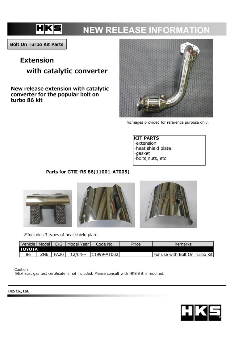 HKS 12-19 Subaru BRZ/Scion FR-S/Toyota 86 Extension Kit w/ Catalytic Converter-thumbmail-2