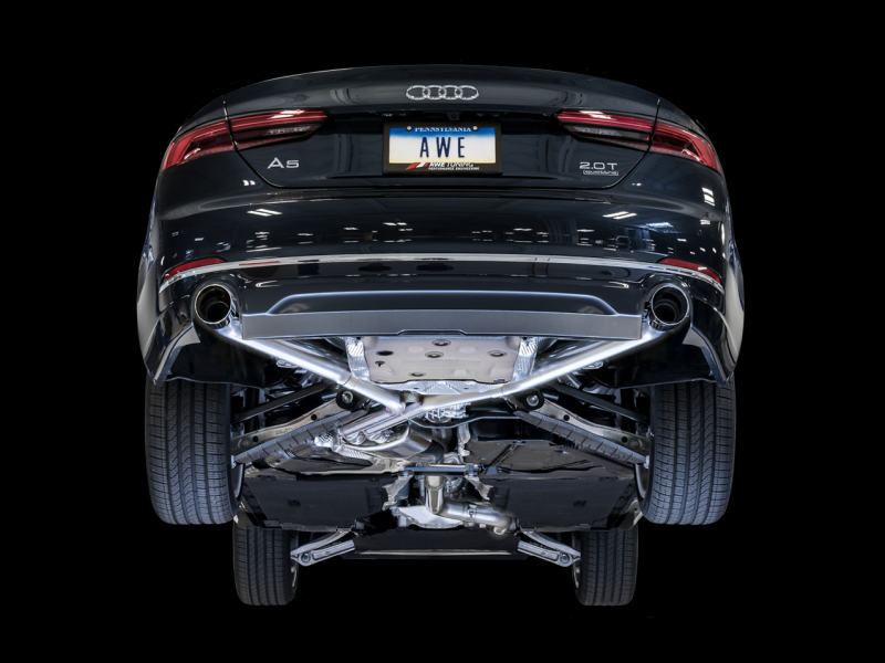 AWE Tuning Audi B9 A5 Track Edition Exhaust Dual Outlet - Diamond Black Tips (Includes DP)-thumbmail-6